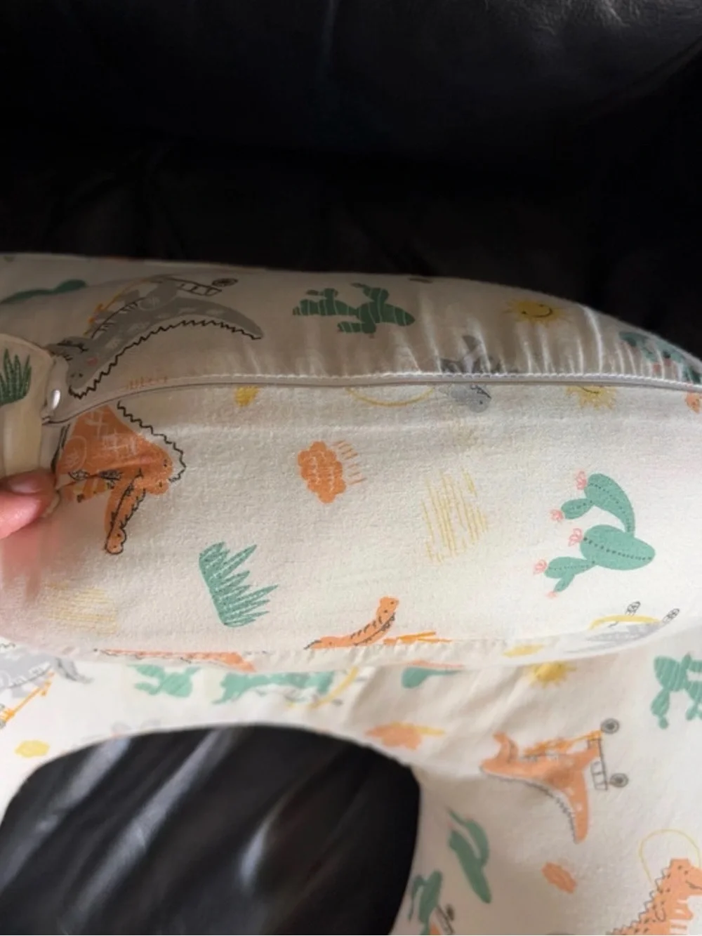 Nursery Support Pillow with Orange & Green Dino Print